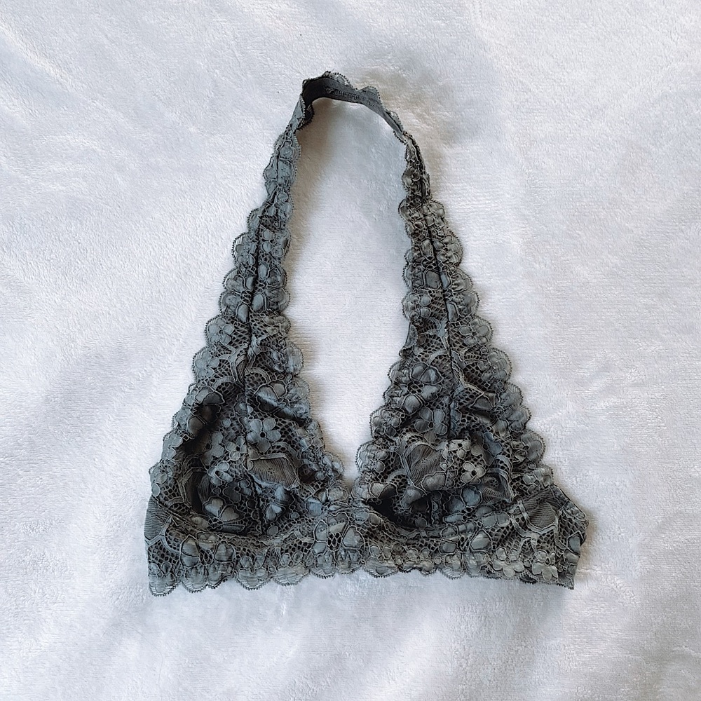 Grey Lace Halter Bralette